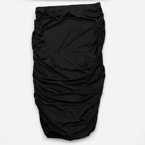 Fashion Nova Black Ruched Pencil Midi Skirt